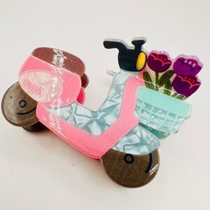Pink Moped Acrylic Hair Clip New